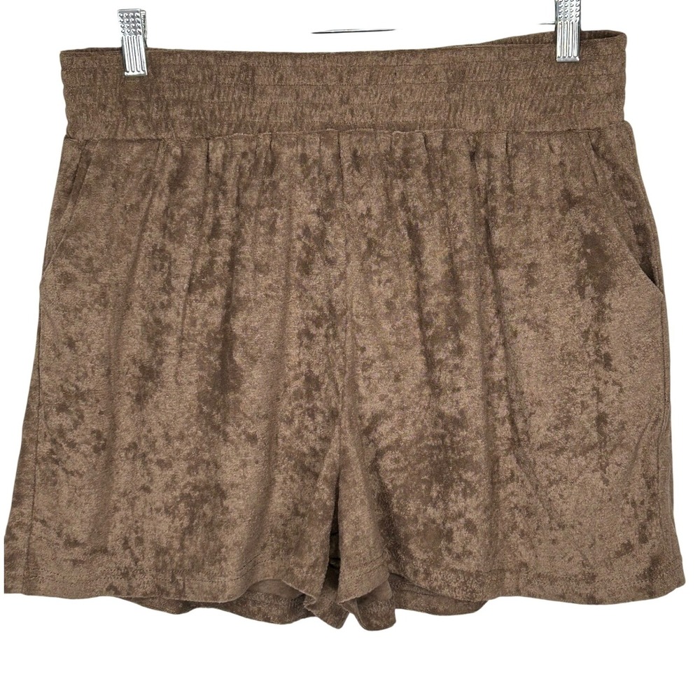 PrettyLittleThing Brown Towelling Beach Shorts w/Pockets Women's Size 12 NWT